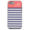 Navy Blue and Coral Preppy Stripes Monogram