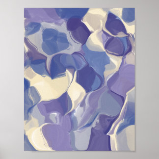 Navy Blue and Cream Abstract Organic Shapes Modern Poster