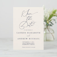 Navy Blue and Cream Minimalist Save the Date