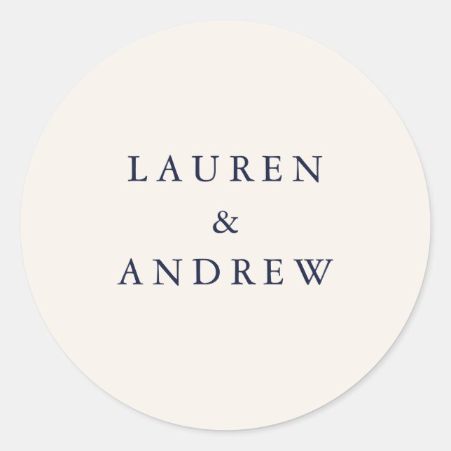 Navy Blue and Cream Modern Wedding Envelope Seals (Front)