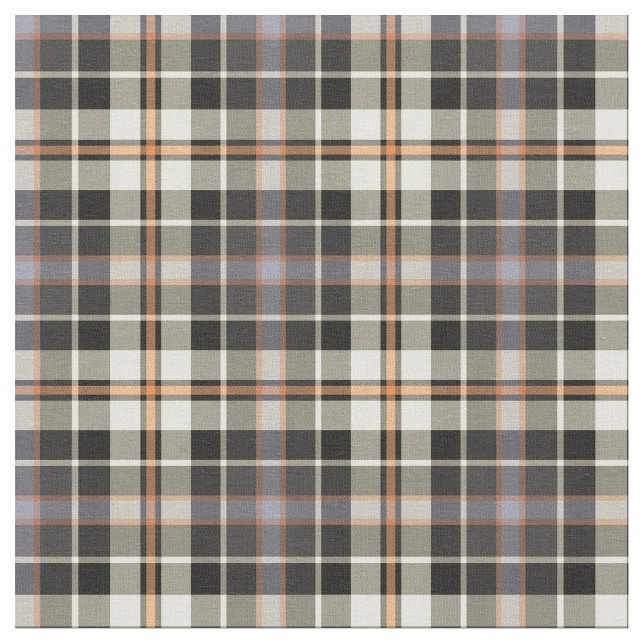 Navy Blue and Cream Rustic Plaid Fabric (Close Up)