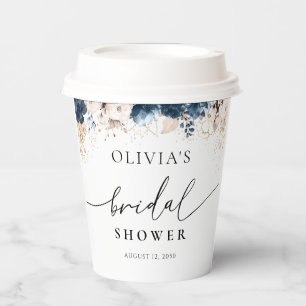 Navy Blue and Dusty Rose Bridal Shower Paper Cup