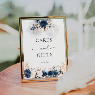 Navy Blue and Dusty Rose Cards and Gifts Sign