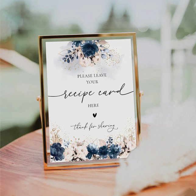 Navy Blue and Dusty Rose Recipe Card Sign (Creator Uploaded)