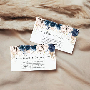 Navy Blue and Dusty Rose Recipe Request Card
