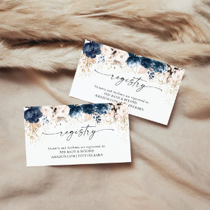 Navy Blue and Dusty Rose Registry Enclosure Card