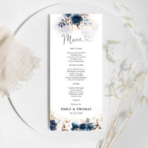 Navy Blue and Dusty Rose Wedding Ceremony Menu