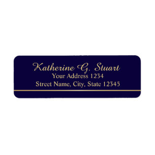 Navy Blue and Faux Gold Foil Elegant Script