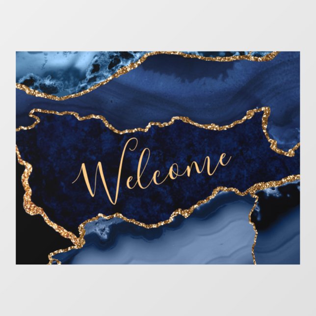 Navy Blue and Faux Gold Glitter Marble Agate (Sheet)