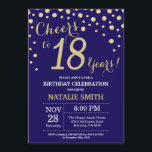 Navy Blue and Gold 18th Birthday Diamond Invitation<br><div class="desc">18th Birthday Invitation with Navy Blue and Gold Glitter Diamond Background. Gold Confetti. Adult Birthday. Male Men or Women Birthday. For further customisation,  please click the "Customise it" button and use our design tool to modify this template.</div>