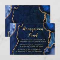 Navy Blue and Gold Agate Wedding Honeymoon Fund
