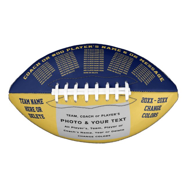 Navy Blue and Gold, ALL Player's Names, Photo Football (Front)