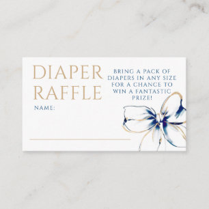 Navy Blue and Gold Bow Diaper Raffle Ticket Enclosure Card
