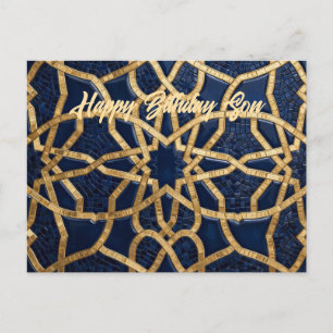 Navy Blue and Gold Boy Birthday Party Card