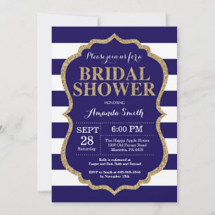 Navy Blue and Gold Bridal Shower Invitation