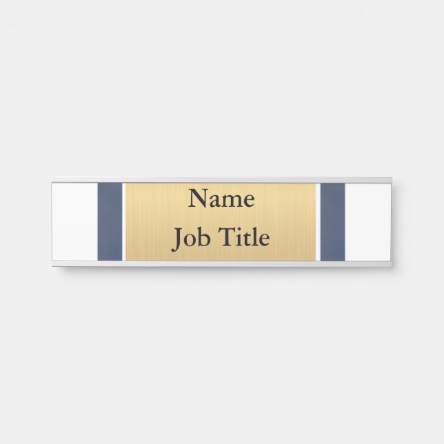 navy blue and gold Classy Elegant Custom Door Sign (Front)