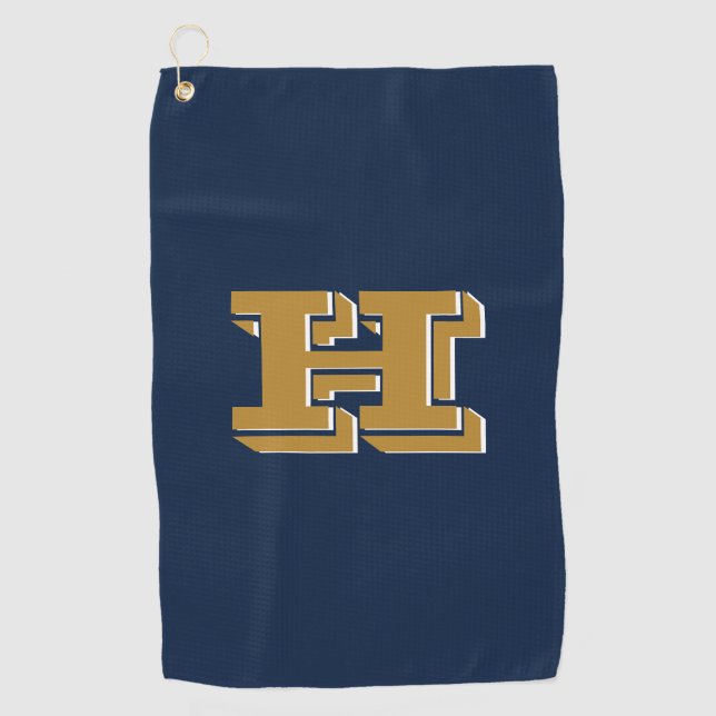 Navy Blue and Gold College Colors Golf Towel (Front)