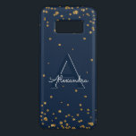 Navy Blue and Gold Confetti Monogram Case-Mate Samsung Galaxy S8 Case<br><div class="desc">Navy Blue and Gold Foil Confetti Elegant Monogram Case. This monogrammed case can be customised to include your initial and first name.Please contact the designer for custom matching products.</div>