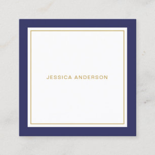 Navy Blue And Gold Elegant Feminine Square Business Card