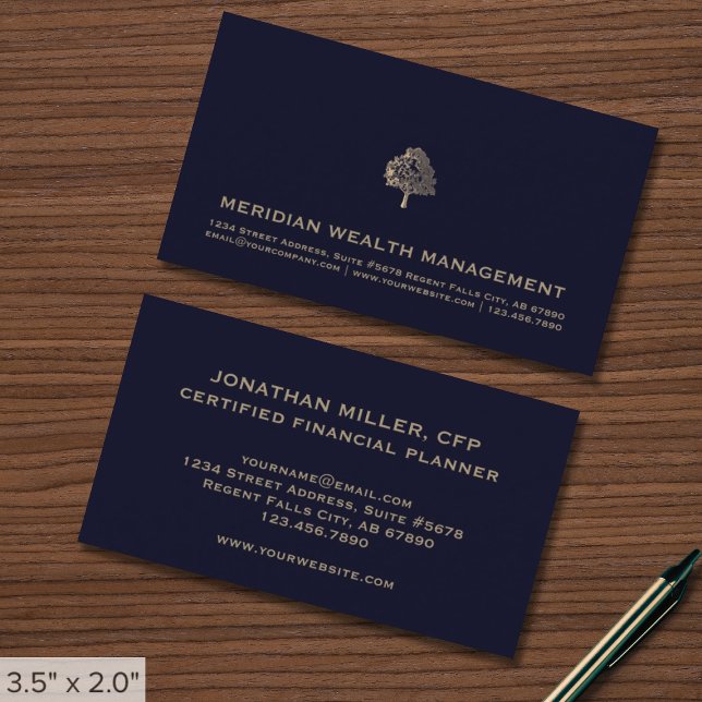 Navy Blue and Gold Financial Planner Business Card (Creator Uploaded)
