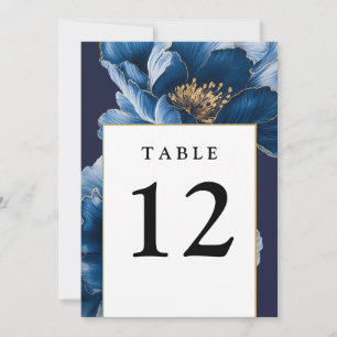 Navy Blue And Gold Floral Modern Table Numbers