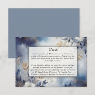 Navy Blue and Gold Floral Wedding Enclosure Card