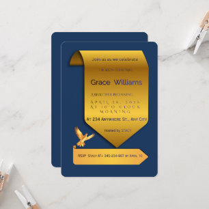 Navy Blue and Gold Foil Scroll Bridal Shower Invitation