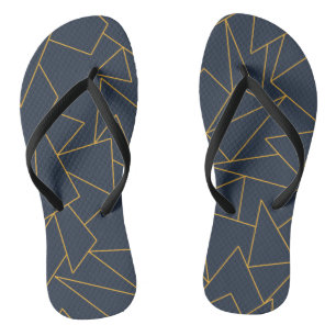 Navy blue and gold geometric jandals