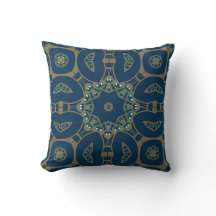 Navy Blue and Gold Geometric Octagon Pattern