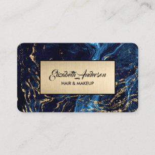 Navy blue and Gold Glitter Marble Agate    Business Card