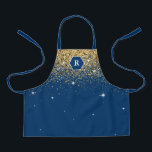 Navy Blue and Gold Glitter Modern Hexagon Monogram Apron<br><div class="desc">Pick from yellow gold, silver, and rose gold glitter on these custom monogram aprons. Select ANY hexagon shape and background color too for a complete personalized touch using your favorite palette. Add a monogrammed initial, or edit the design further to include a full name. The modern nautical design by Raphaela...</div>
