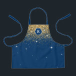 Navy Blue and Gold Glitter Modern Hexagon Monogram Apron<br><div class="desc">Pick from yellow gold, silver, and rose gold glitter on these custom monogram aprons. Select ANY hexagon shape and background color too for a complete personalized touch using your favorite palette. Add a monogrammed initial, or edit the design further to include a full name. The modern nautical design by Raphaela...</div>