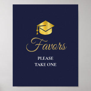 Navy Blue And Gold Graduation Party Favours Sign