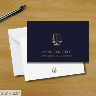 Navy Blue and Gold Justice Scale Legal Card