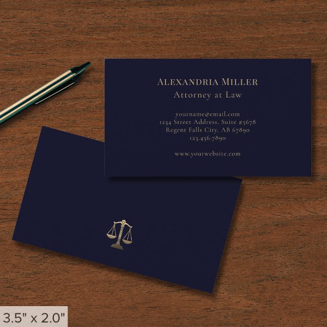 Navy Blue and Gold Lawyer Business Card (Creator Uploaded)
