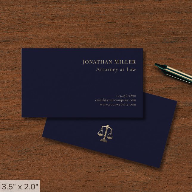 Navy Blue and Gold Lawyer Business Card (Creator Uploaded)