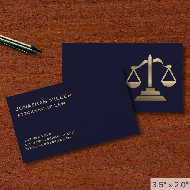 Navy Blue and Gold Lawyer Business Card (Creator Uploaded)