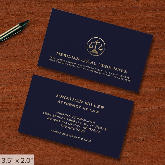 Navy Blue and Gold Legal Business Card (Creator Uploaded)