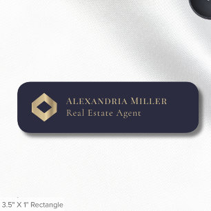 Navy Blue and Gold Logo Name Tag