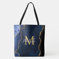 Navy Blue and Gold Marble Agate