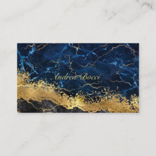 Navy Blue and Gold Marble Geode Agate Gilded Business Card