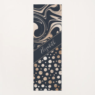 Navy blue and gold marble & golden dots stylish yoga mat
