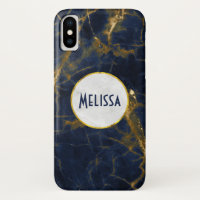 Navy Blue and Gold Marble Modern Stylish