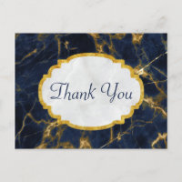 Navy Blue and Gold Marble Modern Stylish Thank You