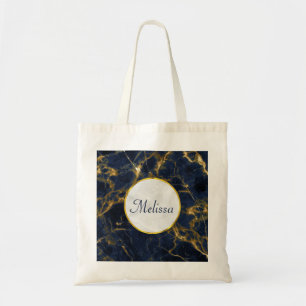 Navy Blue and Gold Marble Modern Stylish Tote Bag