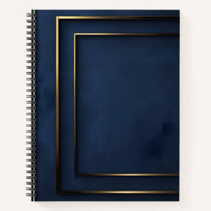 NAVY BLUE AND GOLD MODERN PLAID PATTERN NOTEBOOK