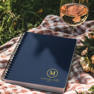 Navy Blue and Gold Monogram Notebook