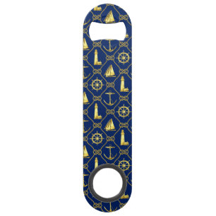 Navy Blue and Gold Nautical Maritime Sailboat