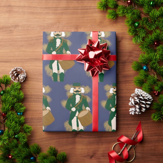 Navy Blue and Gold Nutcracker Christmas Wrapping Paper (Holiday Gift)