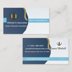 Navy Blue and Gold Professional Business Card